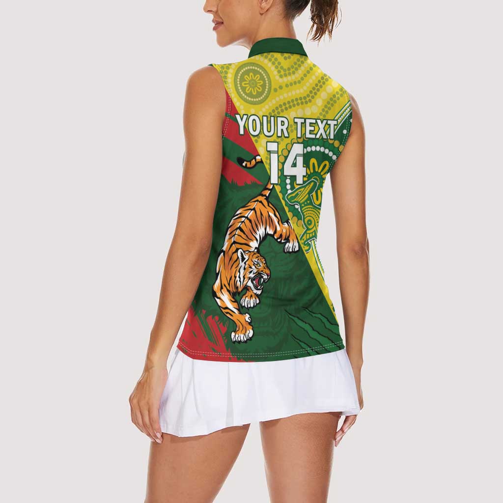 Custom Bangladesh And Australia Cricket Women Sleeveless Polo Shirt Kangaroo Tiger Together - Wonder Print Shop