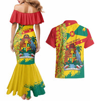 Grenada Couples Matching Mermaid Dress and Hawaiian Shirt Gwenad Nutmeg Island of Spice - Wonder Print Shop