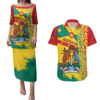 Grenada Couples Matching Puletasi and Hawaiian Shirt Gwenad Nutmeg Island of Spice - Wonder Print Shop