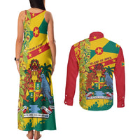 Grenada Couples Matching Tank Maxi Dress and Long Sleeve Button Shirt Gwenad Nutmeg Island of Spice - Wonder Print Shop