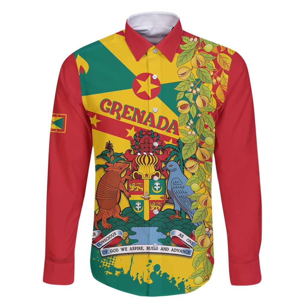 Grenada Family Matching Long Sleeve Bodycon Dress and Hawaiian Shirt Gwenad Nutmeg Island of Spice - Wonder Print Shop