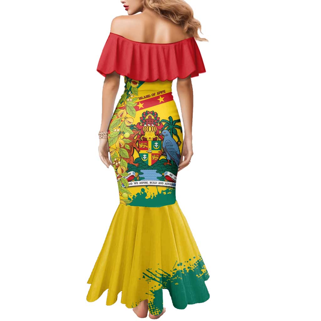 Grenada Family Matching Mermaid Dress and Hawaiian Shirt Gwenad Nutmeg Island of Spice - Wonder Print Shop