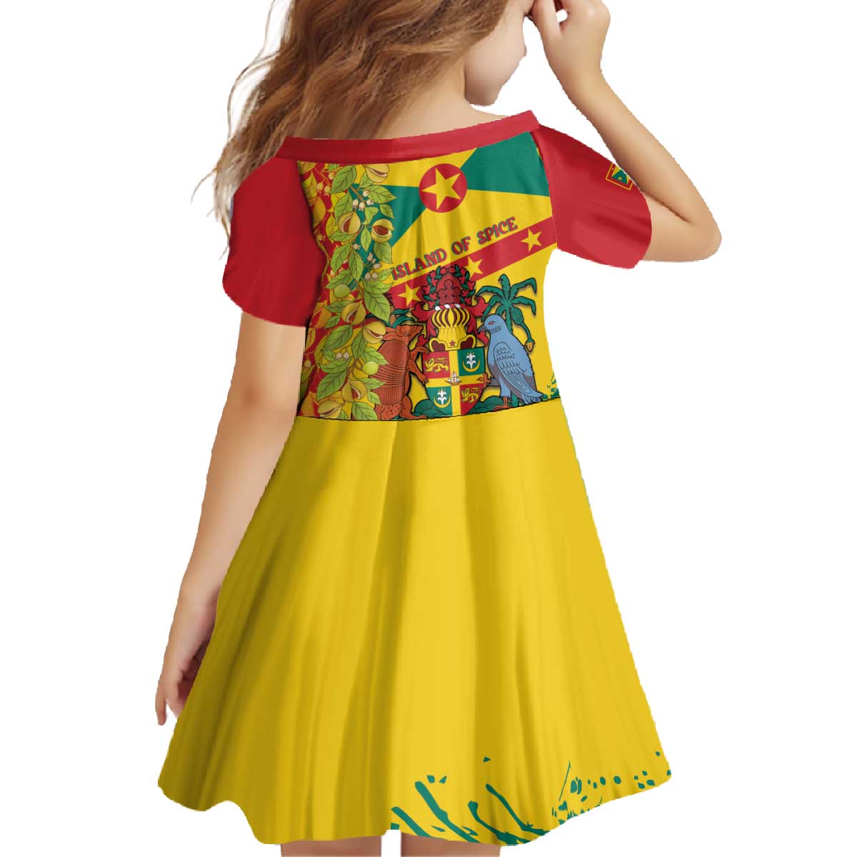 Grenada Family Matching Off The Shoulder Long Sleeve Dress and Hawaiian Shirt Gwenad Nutmeg Island of Spice - Wonder Print Shop