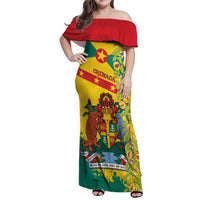 Grenada Family Matching Off Shoulder Maxi Dress and Hawaiian Shirt Gwenad Nutmeg Island of Spice - Wonder Print Shop