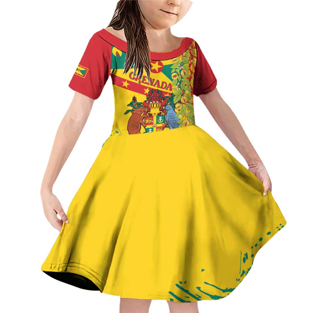 Grenada Family Matching Off Shoulder Short Dress and Hawaiian Shirt Gwenad Nutmeg Island of Spice - Wonder Print Shop