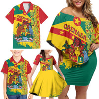 Grenada Family Matching Off Shoulder Short Dress and Hawaiian Shirt Gwenad Nutmeg Island of Spice - Wonder Print Shop