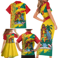 Grenada Family Matching Short Sleeve Bodycon Dress and Hawaiian Shirt Gwenad Nutmeg Island of Spice - Wonder Print Shop
