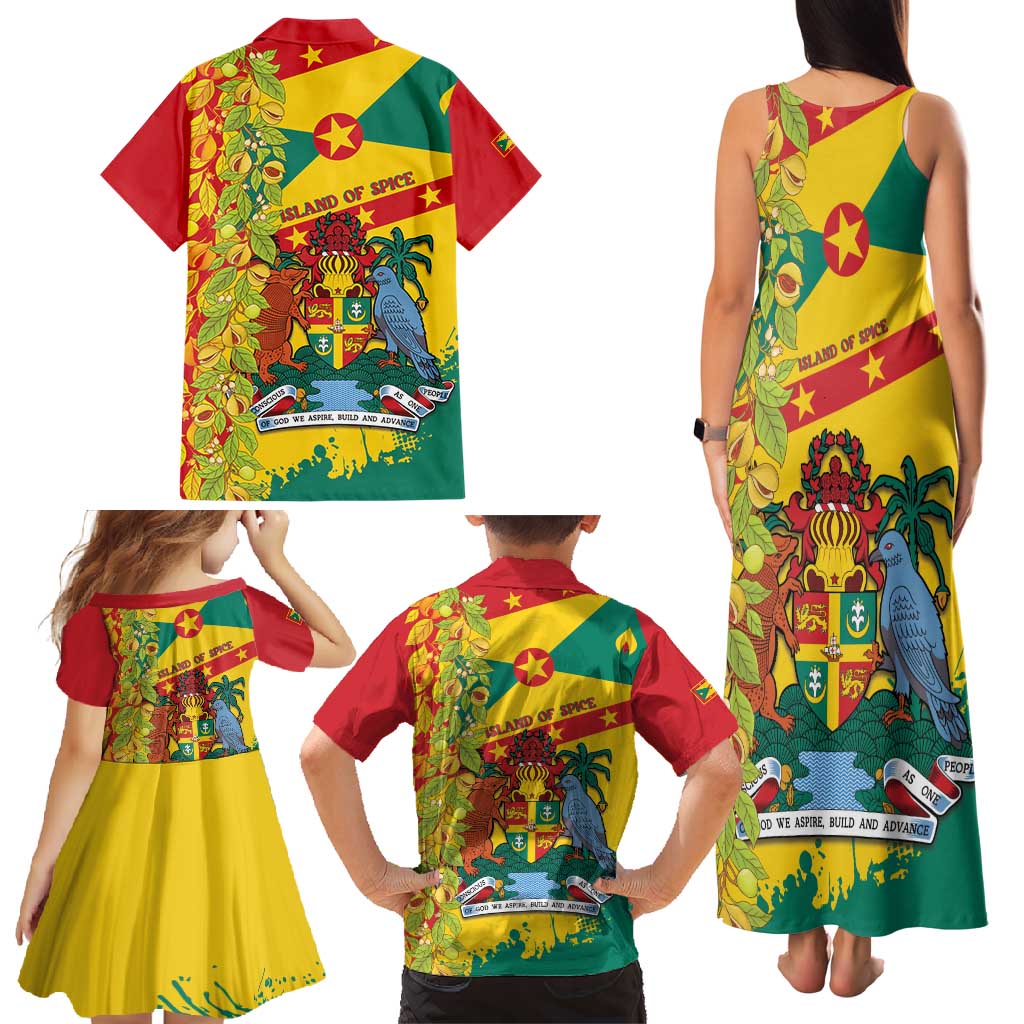 Grenada Family Matching Tank Maxi Dress and Hawaiian Shirt Gwenad Nutmeg Island of Spice - Wonder Print Shop