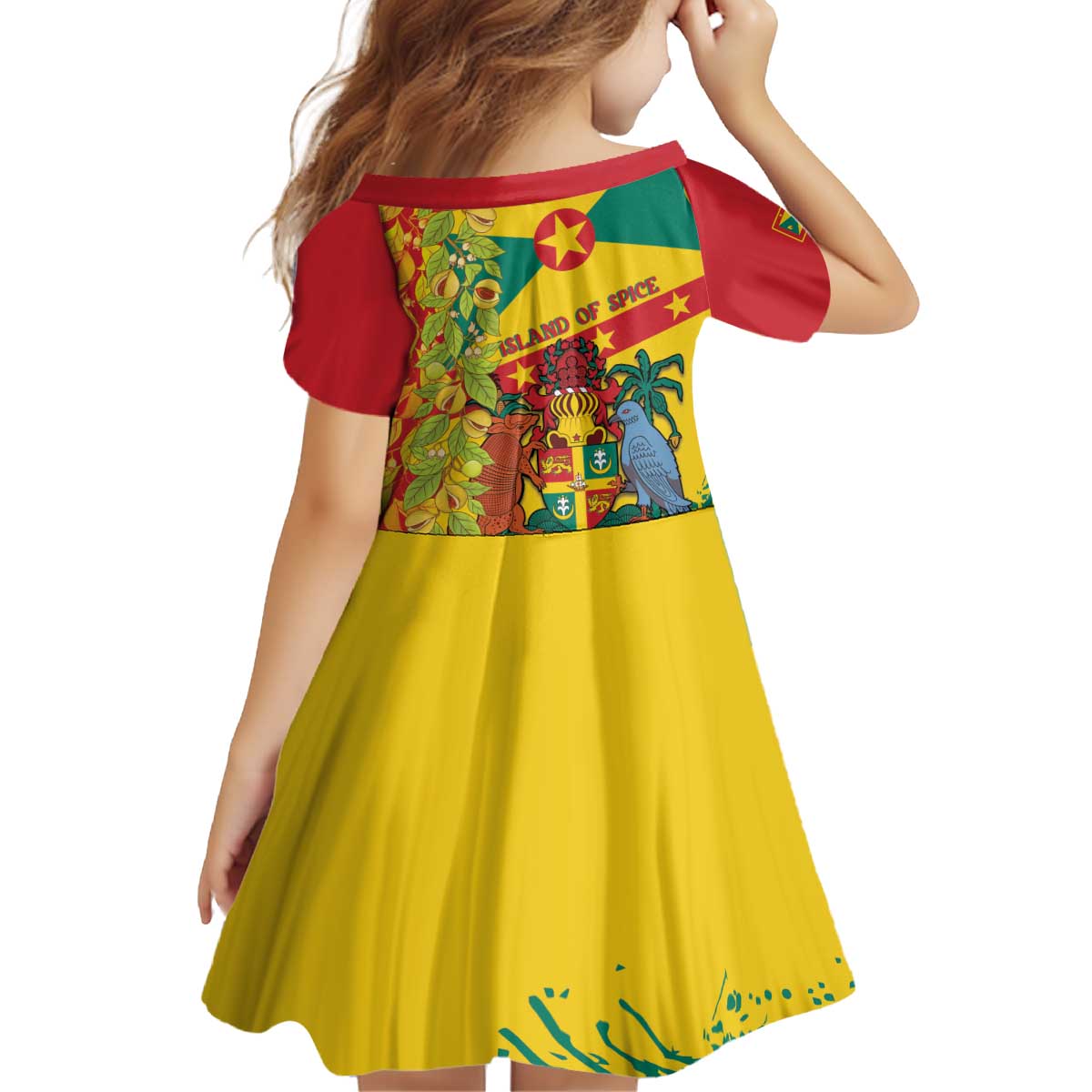Grenada Kid Short Sleeve Dress Gwenad Nutmeg Island of Spice - Wonder Print Shop