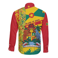 Grenada Long Sleeve Button Shirt Gwenad Nutmeg Island of Spice - Wonder Print Shop