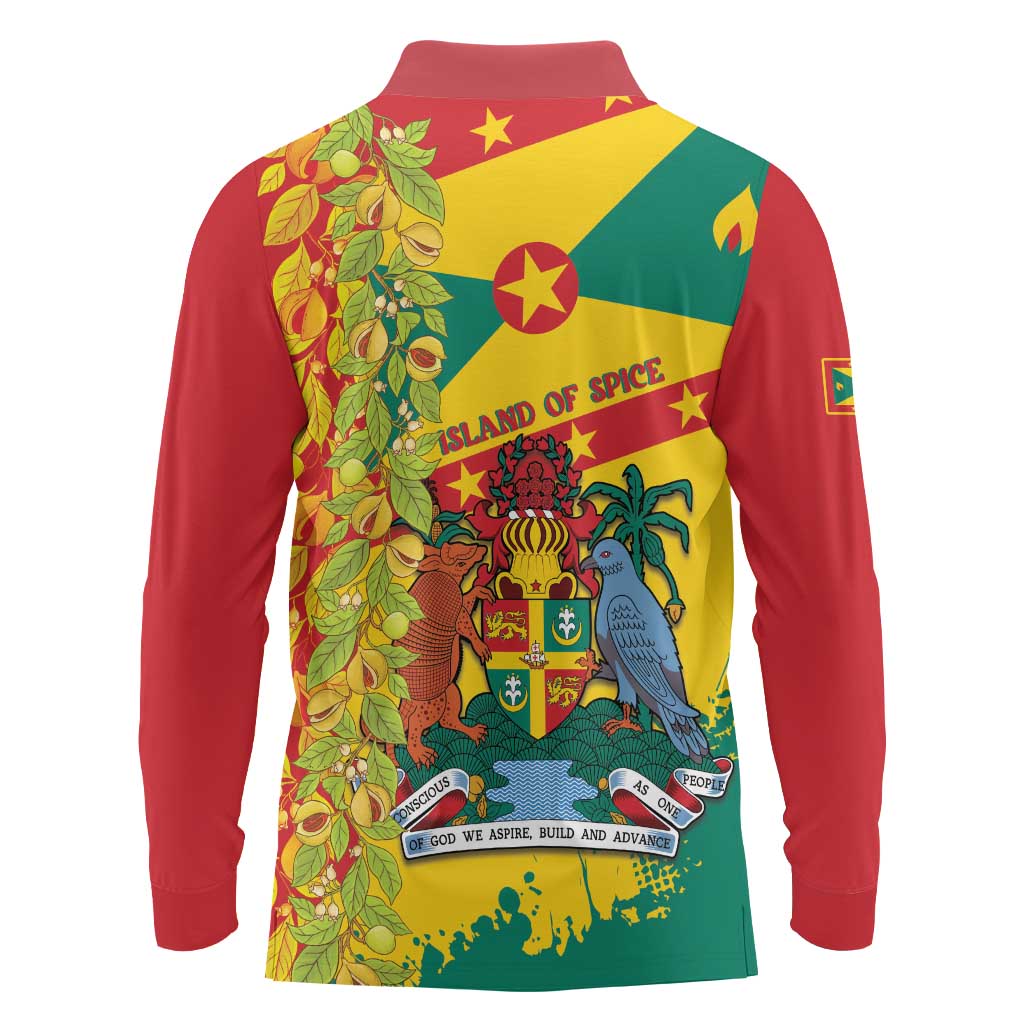 Grenada Long Sleeve Polo Shirt Gwenad Nutmeg Island of Spice - Wonder Print Shop