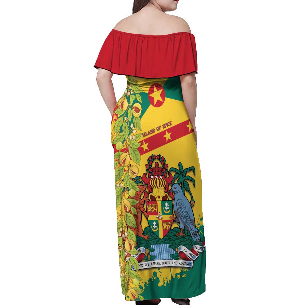Grenada Off Shoulder Maxi Dress Gwenad Nutmeg Island of Spice - Wonder Print Shop