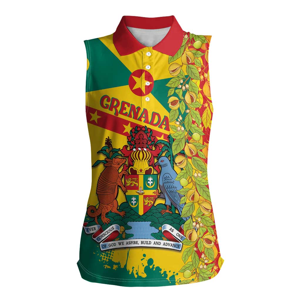 Grenada Women Sleeveless Polo Shirt Gwenad Nutmeg Island of Spice - Wonder Print Shop