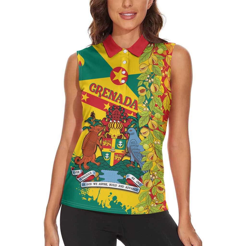 Grenada Women Sleeveless Polo Shirt Gwenad Nutmeg Island of Spice - Wonder Print Shop