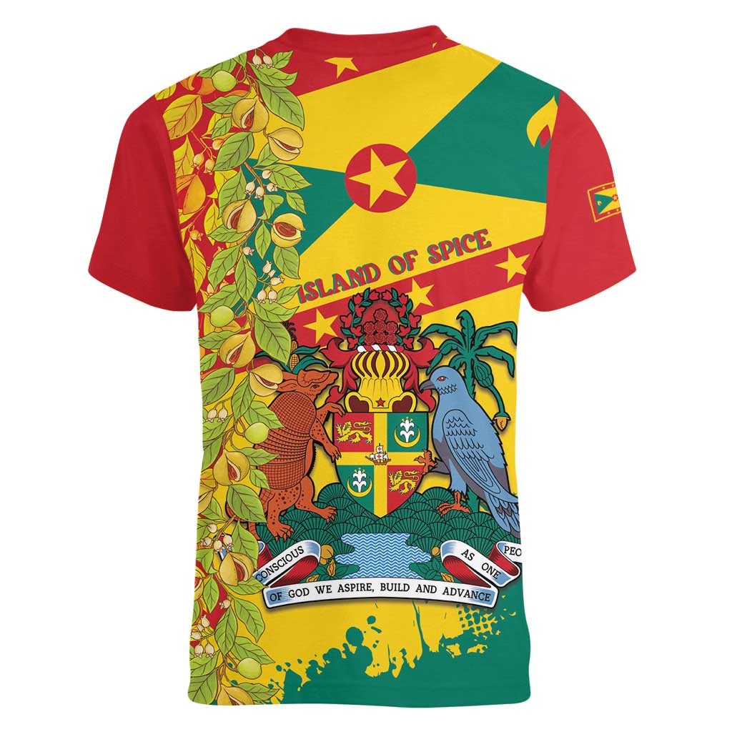 Grenada Women V-Neck T-Shirt Gwenad Nutmeg Island of Spice - Wonder Print Shop