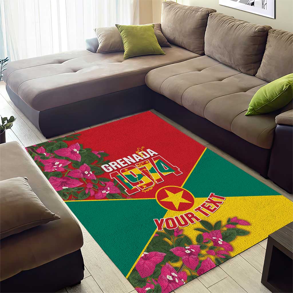 Grenada 1974 Area Rug Gwenad Map With Bougainvillea - Flag Color - Wonder Print Shop