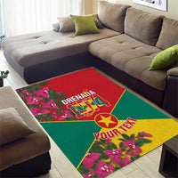 Grenada 1974 Area Rug Gwenad Map With Bougainvillea - Flag Color - Wonder Print Shop