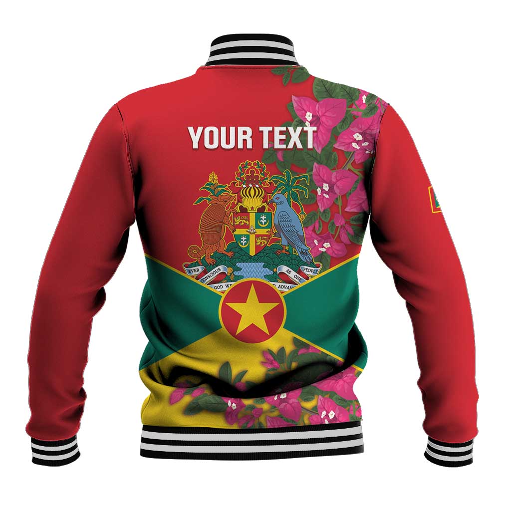 Grenada 1974 Baseball Jacket Gwenad Map With Bougainvillea - Flag Color - Wonder Print Shop