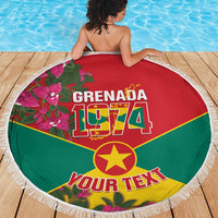 Grenada 1974 Beach Blanket Gwenad Map With Bougainvillea - Flag Color - Wonder Print Shop