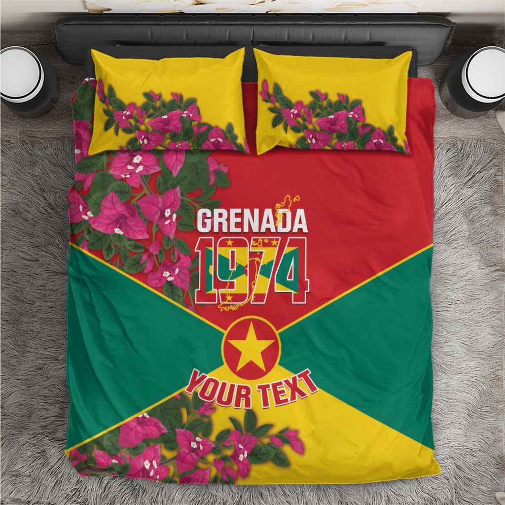 Grenada 1974 Bedding Set Gwenad Map With Bougainvillea - Flag Color - Wonder Print Shop