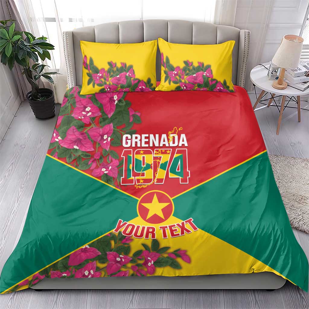Grenada 1974 Bedding Set Gwenad Map With Bougainvillea - Flag Color - Wonder Print Shop