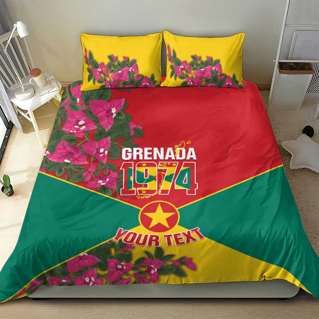 Grenada 1974 Bedding Set Gwenad Map With Bougainvillea - Flag Color - Wonder Print Shop