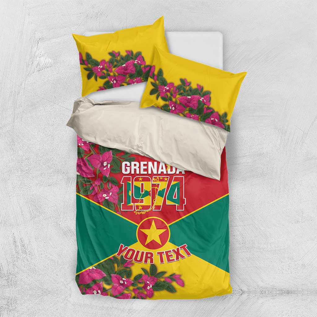 Grenada 1974 Bedding Set Gwenad Map With Bougainvillea - Flag Color - Wonder Print Shop