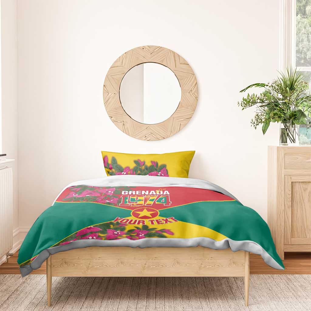 Grenada 1974 Bedding Set Gwenad Map With Bougainvillea - Flag Color - Wonder Print Shop