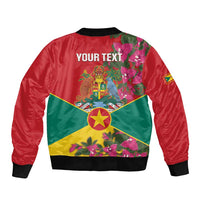 Grenada 1974 Bomber Jacket Gwenad Map With Bougainvillea - Flag Color - Wonder Print Shop