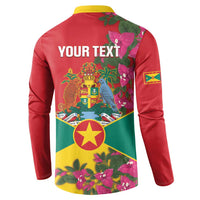 Grenada 1974 Button Sweatshirt Gwenad Map With Bougainvillea - Flag Color - Wonder Print Shop