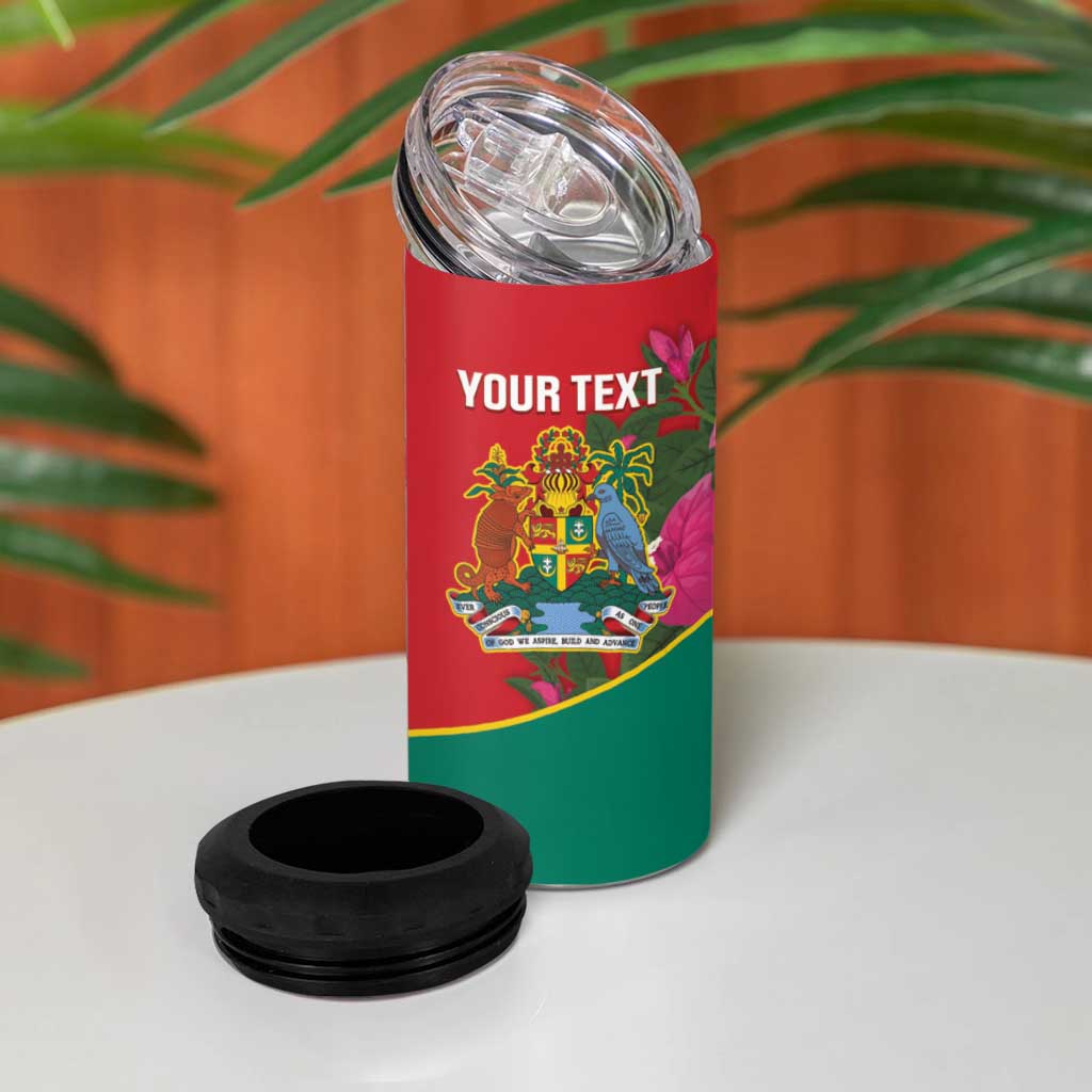 Grenada 1974 4 in 1 Can Cooler Tumbler Gwenad Map With Bougainvillea - Flag Color - Wonder Print Shop