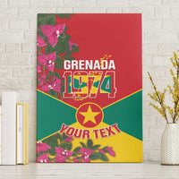 Grenada 1974 Canvas Wall Art Gwenad Map With Bougainvillea - Flag Color - Wonder Print Shop