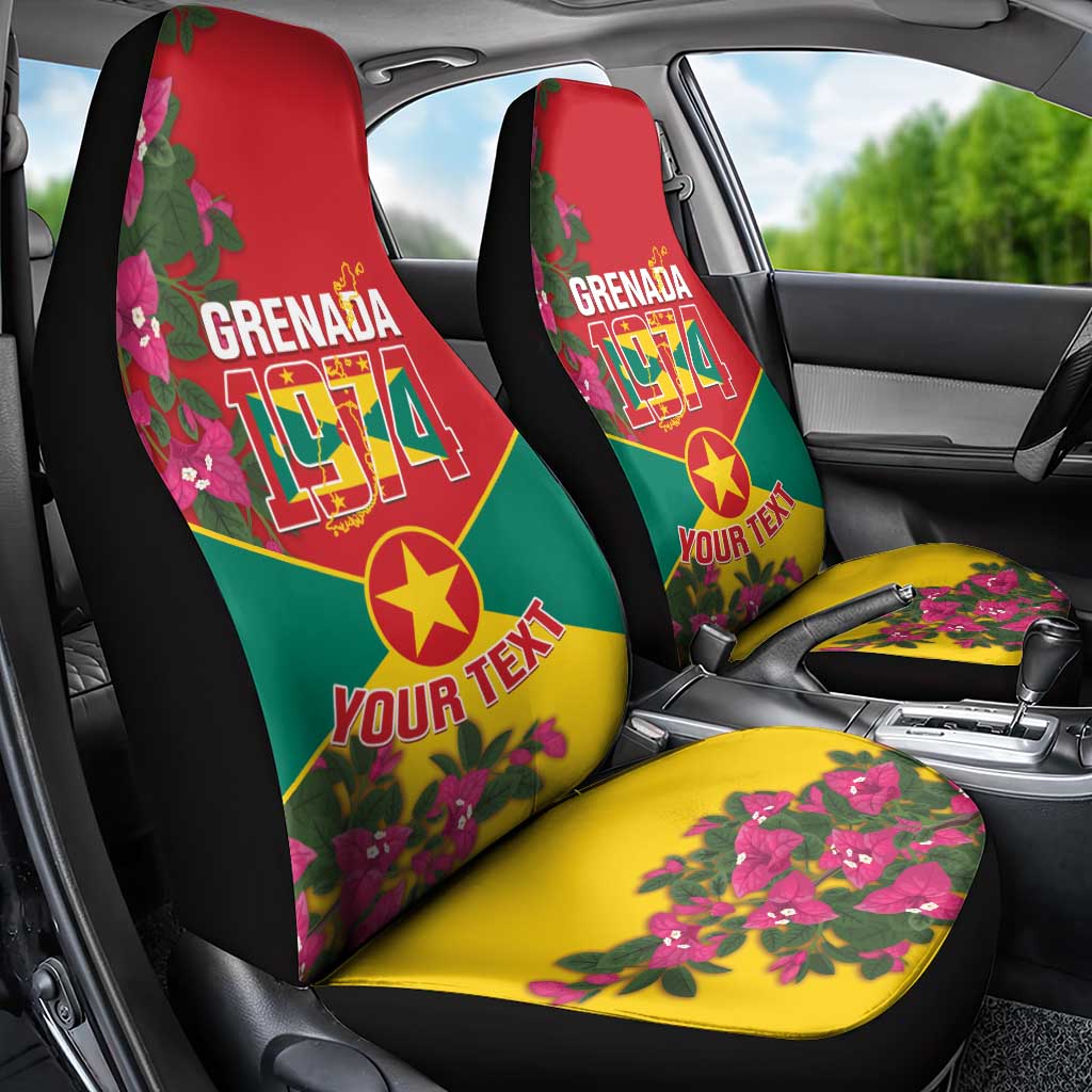 Grenada 1974 Car Seat Cover Gwenad Map With Bougainvillea - Flag Color - Wonder Print Shop