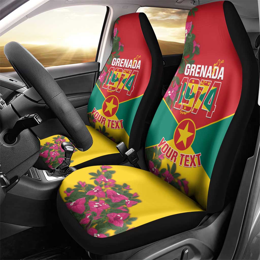 Grenada 1974 Car Seat Cover Gwenad Map With Bougainvillea - Flag Color - Wonder Print Shop