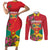 Grenada 1974 Couples Matching Short Sleeve Bodycon Dress and Long Sleeve Button Shirt Gwenad Map With Bougainvillea - Flag Color - Wonder Print Shop