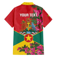 Grenada 1974 Family Matching Short Sleeve Bodycon Dress and Hawaiian Shirt Gwenad Map With Bougainvillea - Flag Color - Wonder Print Shop