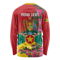 Grenada 1974 Long Sleeve Shirt Gwenad Map With Bougainvillea - Flag Color - Wonder Print Shop