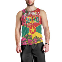 Grenada 1974 Men Tank Top Gwenad Map With Bougainvillea - Flag Color - Wonder Print Shop