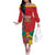 Grenada 1974 Off The Shoulder Long Sleeve Dress Gwenad Map With Bougainvillea - Flag Color - Wonder Print Shop