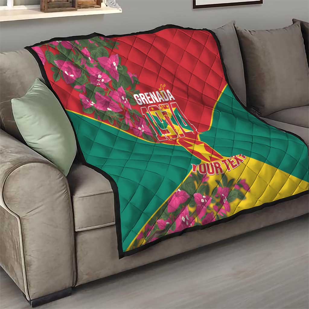 Grenada 1974 Quilt Gwenad Map With Bougainvillea - Flag Color - Wonder Print Shop