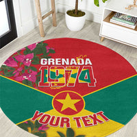 Grenada 1974 Round Carpet Gwenad Map With Bougainvillea - Flag Color