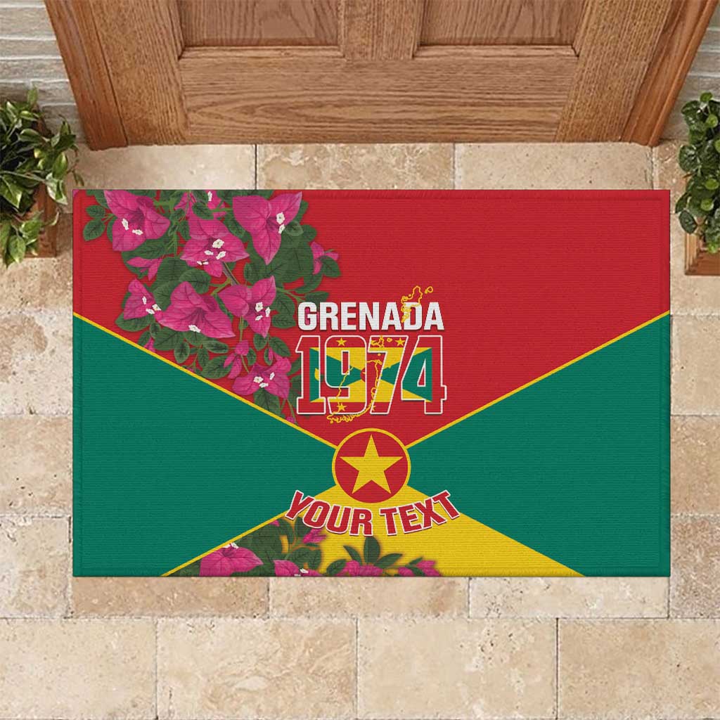 Grenada 1974 Rubber Doormat Gwenad Map With Bougainvillea - Flag Color - Wonder Print Shop