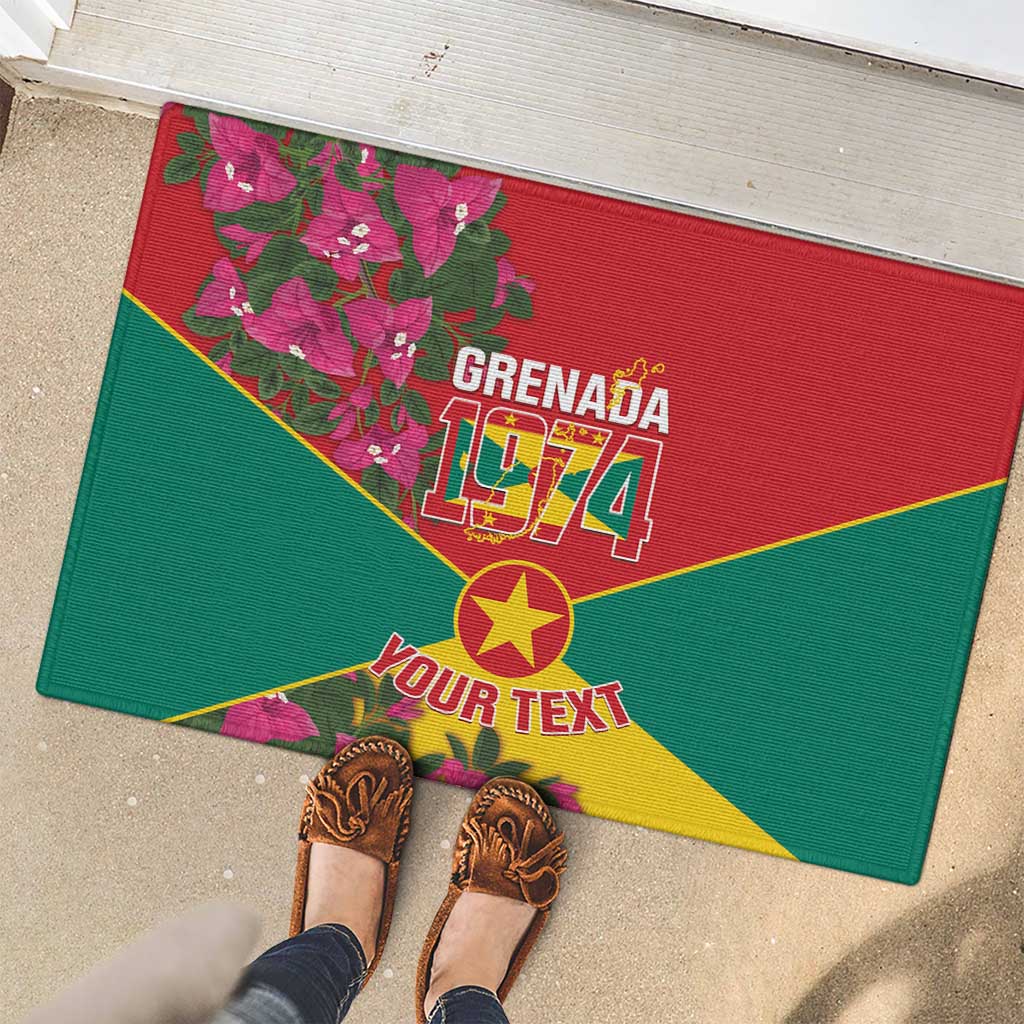 Grenada 1974 Rubber Doormat Gwenad Map With Bougainvillea - Flag Color - Wonder Print Shop