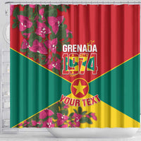 Grenada 1974 Shower Curtain Gwenad Map With Bougainvillea - Flag Color