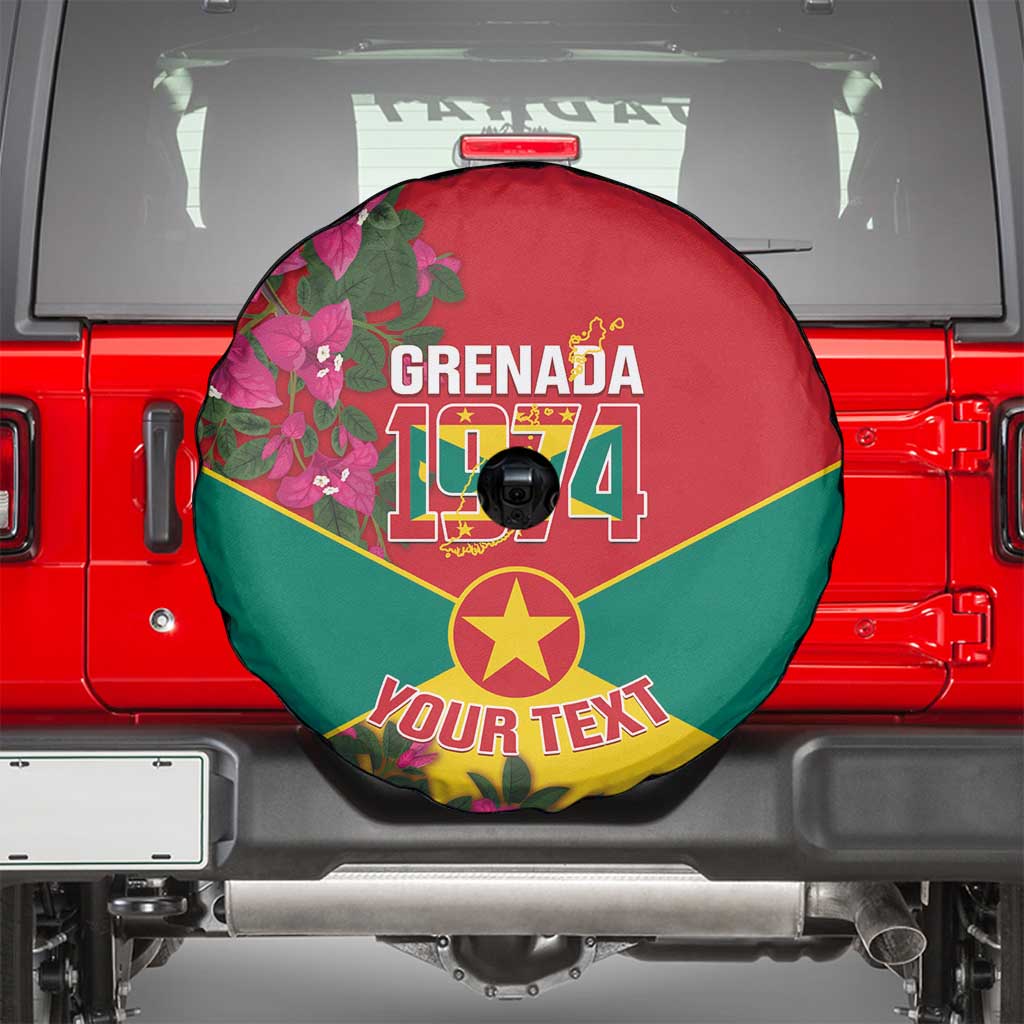 Grenada 1974 Spare Tire Cover Gwenad Map With Bougainvillea - Flag Color - Wonder Print Shop
