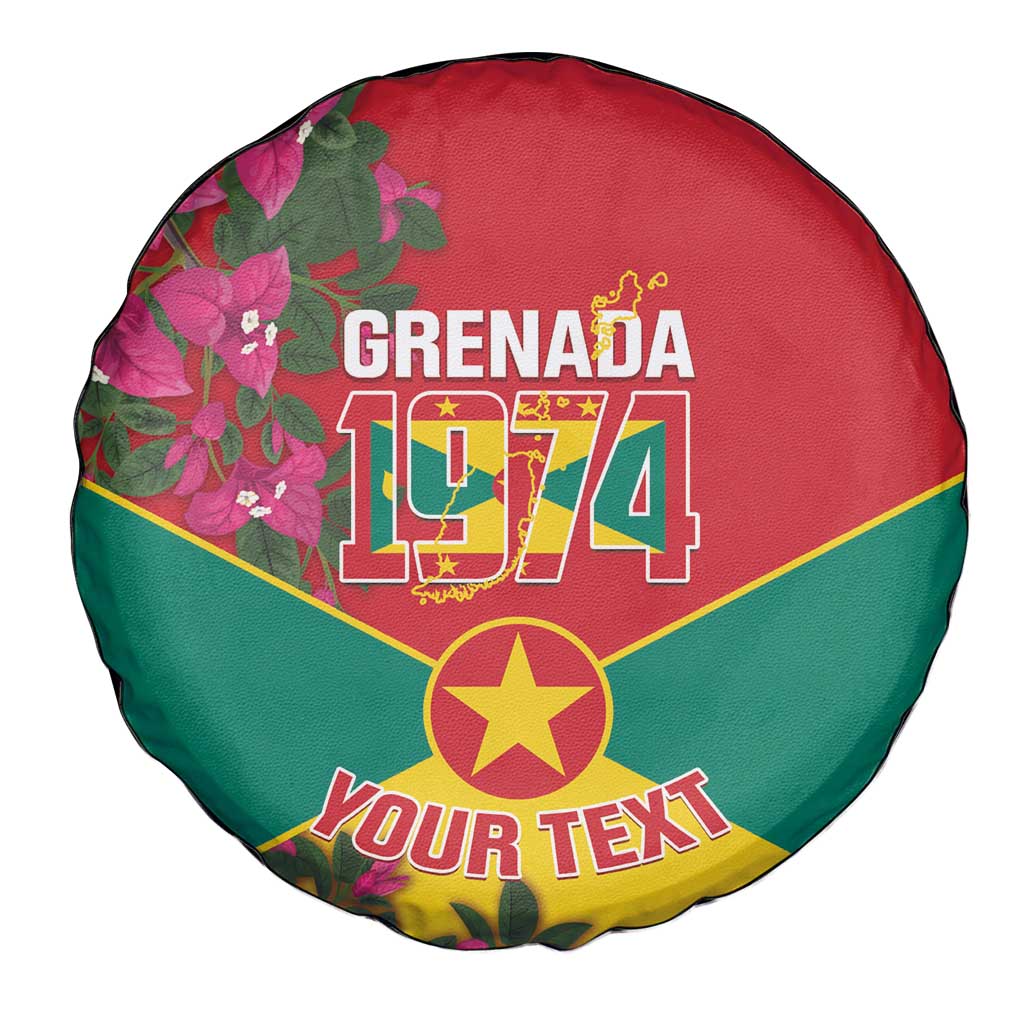 Grenada 1974 Spare Tire Cover Gwenad Map With Bougainvillea - Flag Color - Wonder Print Shop