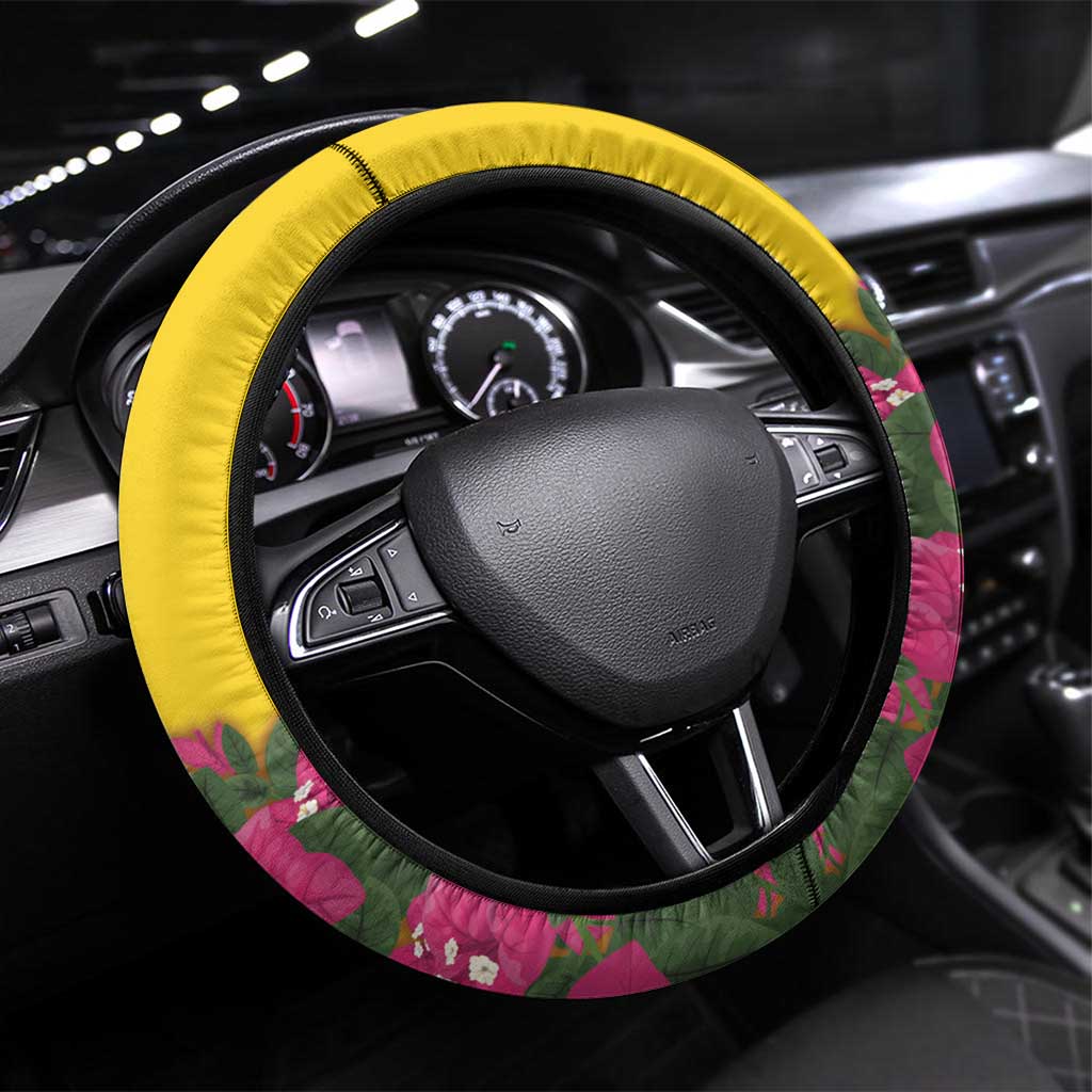 Grenada 1974 Steering Wheel Cover Gwenad Map With Bougainvillea - Flag Color - Wonder Print Shop