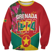 Grenada 1974 Sweatshirt Gwenad Map With Bougainvillea - Flag Color - Wonder Print Shop