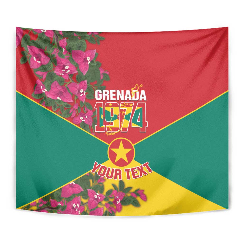 Grenada 1974 Tapestry Gwenad Map With Bougainvillea - Flag Color - Wonder Print Shop