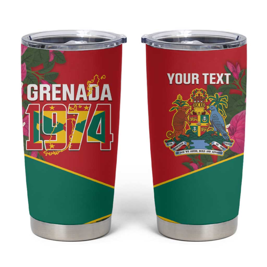 Grenada 1974 Tumbler Cup Gwenad Map With Bougainvillea - Flag Color - Wonder Print Shop